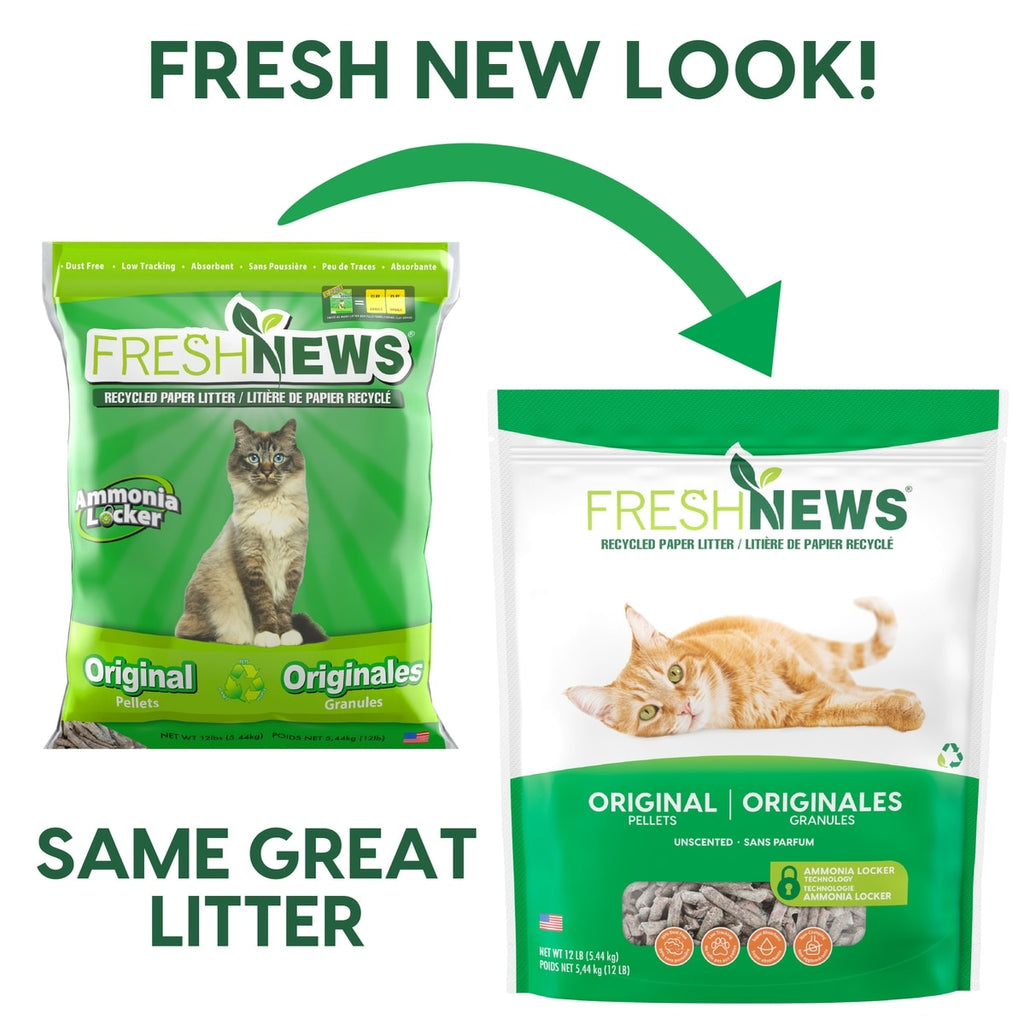 Fresh News Unscented Non-Clumping Paper Cat Litter, 12lb