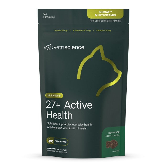 VetriScience 27+ Active Health (NuCat) Multivitamin for Cats, 30ct Bag