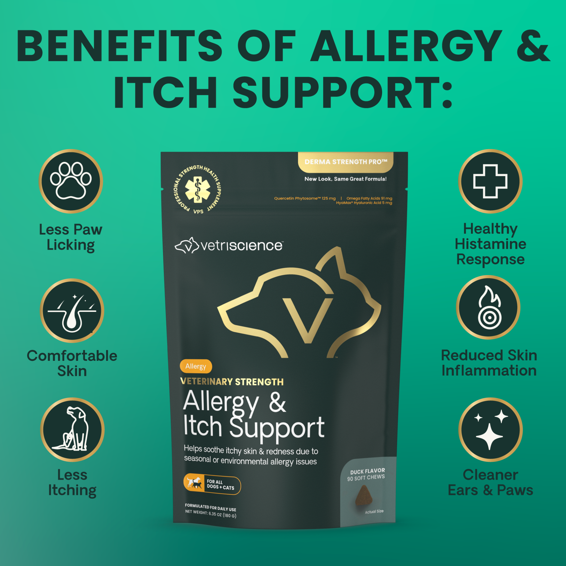 Veterinary Strength Allergy & Itch Support for Cat & Dogs, 90ct bag
