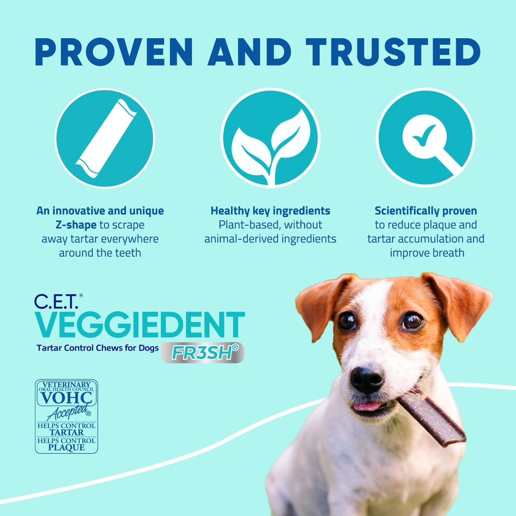 C.E.T.® Veggiedent® Fr3Sh® Tartar Control Chews For Dogs, 30ct